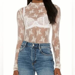 Elegant White Lace Sheer Top